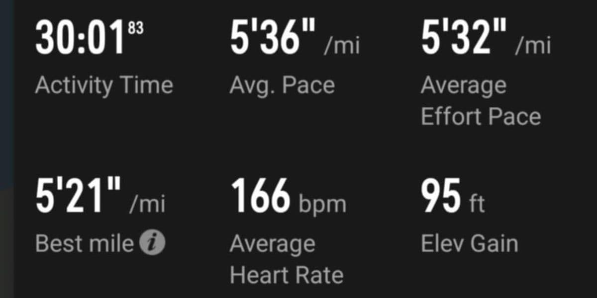 Tempo run 30 minutes Tempo run showing heart rate data