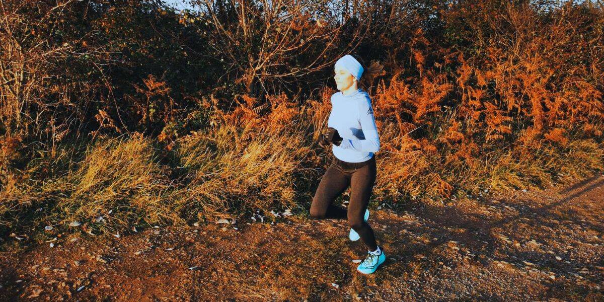 Winter Running  Runner out on a winter trail run