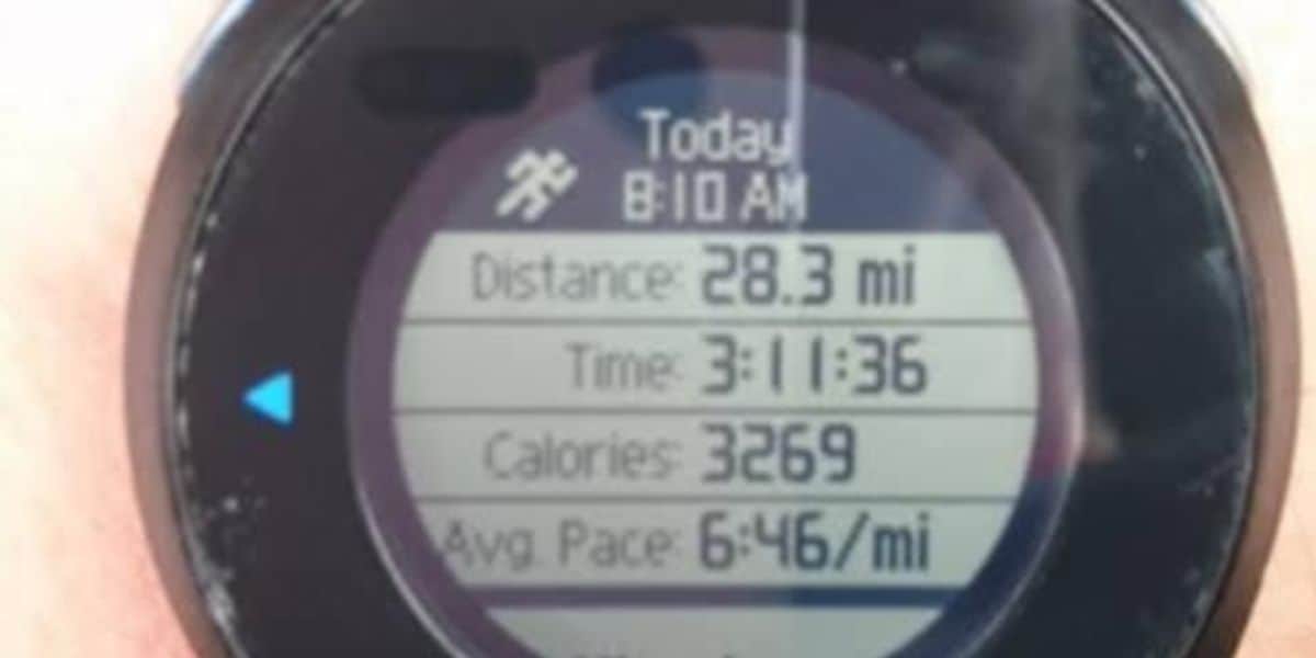 Photo of watch with 28 miles logged