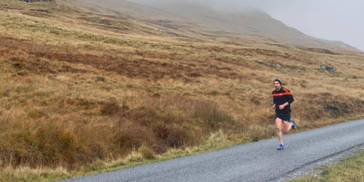 Runner running in mountains